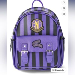 Wednesday Addams Nevermore Academy 10.5 Inch Mini Adjustable Strap Backpack New